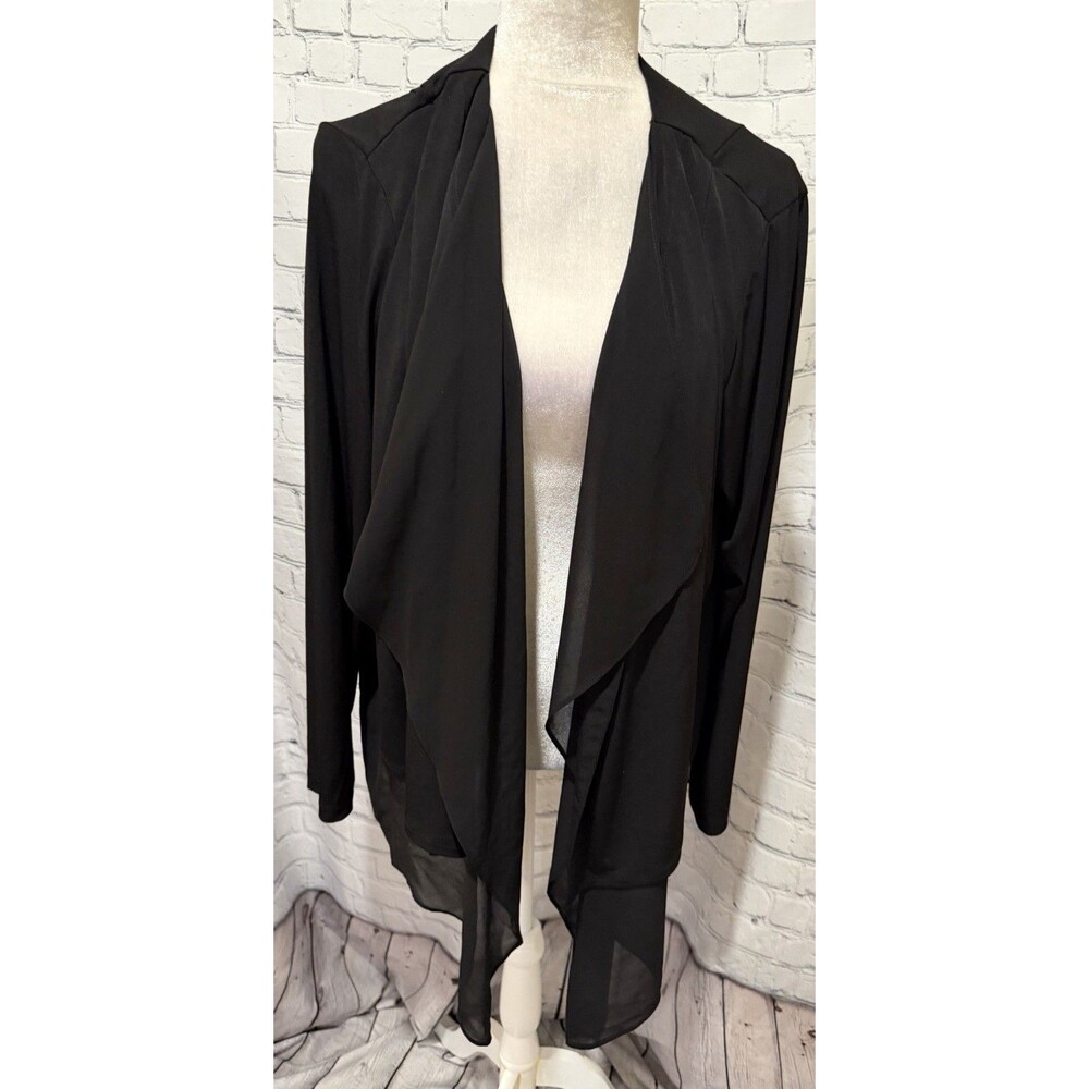 Susan Graver QVC Womens Medium Black Solid And Sheer Cardigan Size 1X